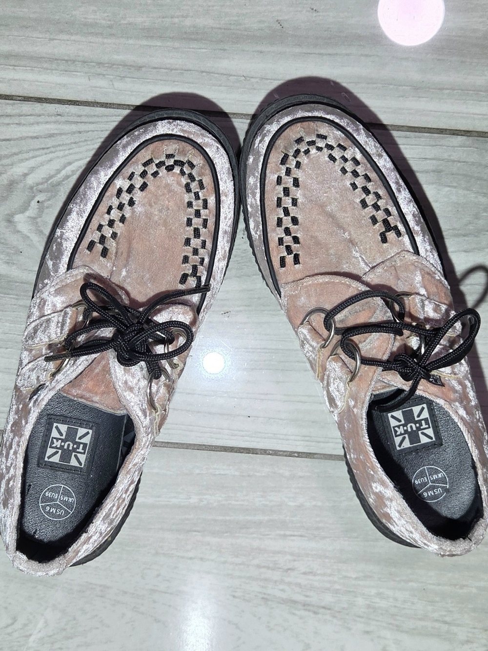 Velvet Platform Lace-Up Shoes in Blush Pink